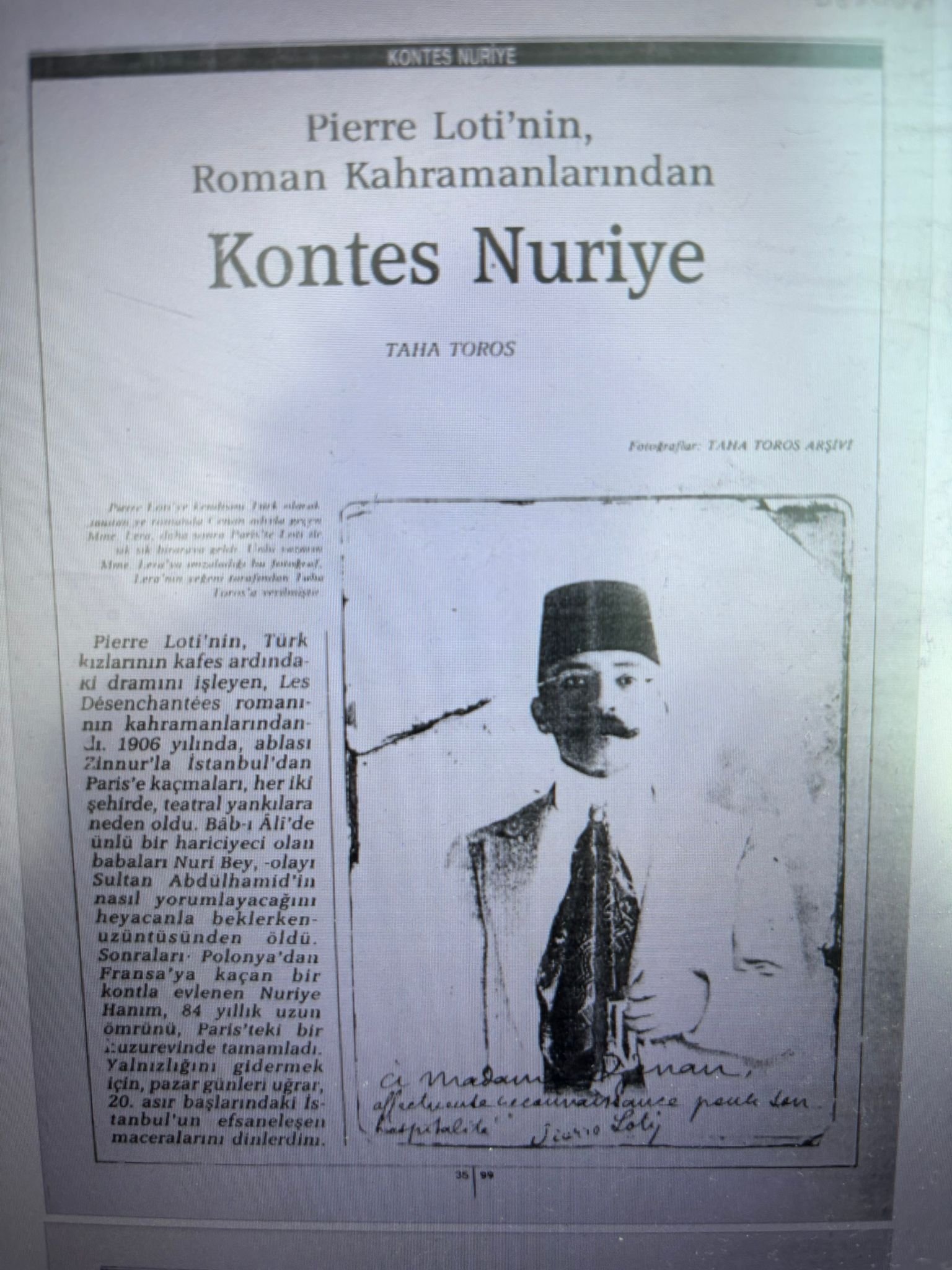 Pierre Loti'nin roman kahramanlarından Kontes Nuriye